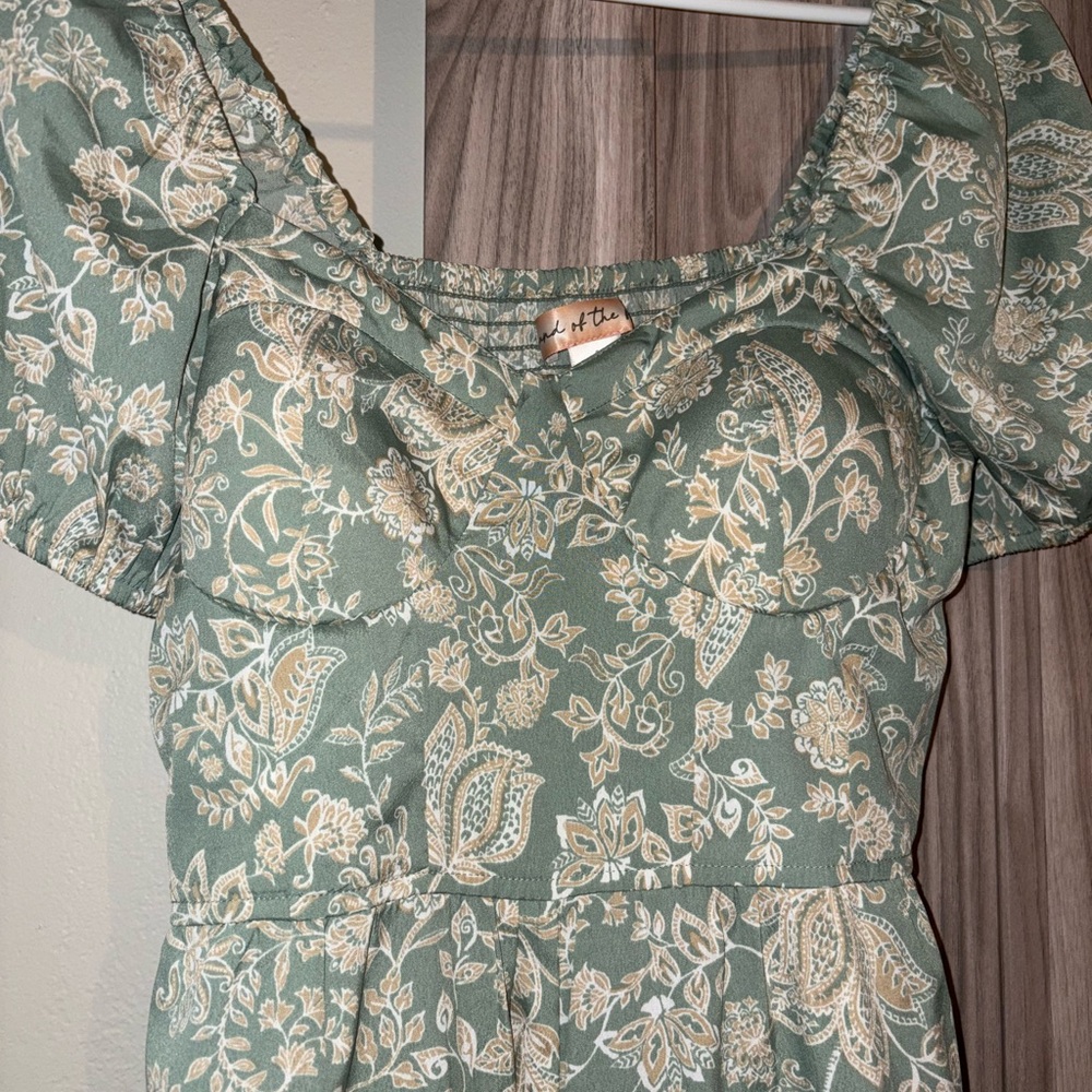 Sage Green Floral wide leg jumpsuit